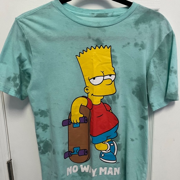 Bart Simpson Tshirt tie dye XL 14 16 No way man short sleeve character - Picture 6 of 6